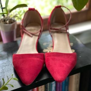 Red Faux Suede Wedge Size 10
